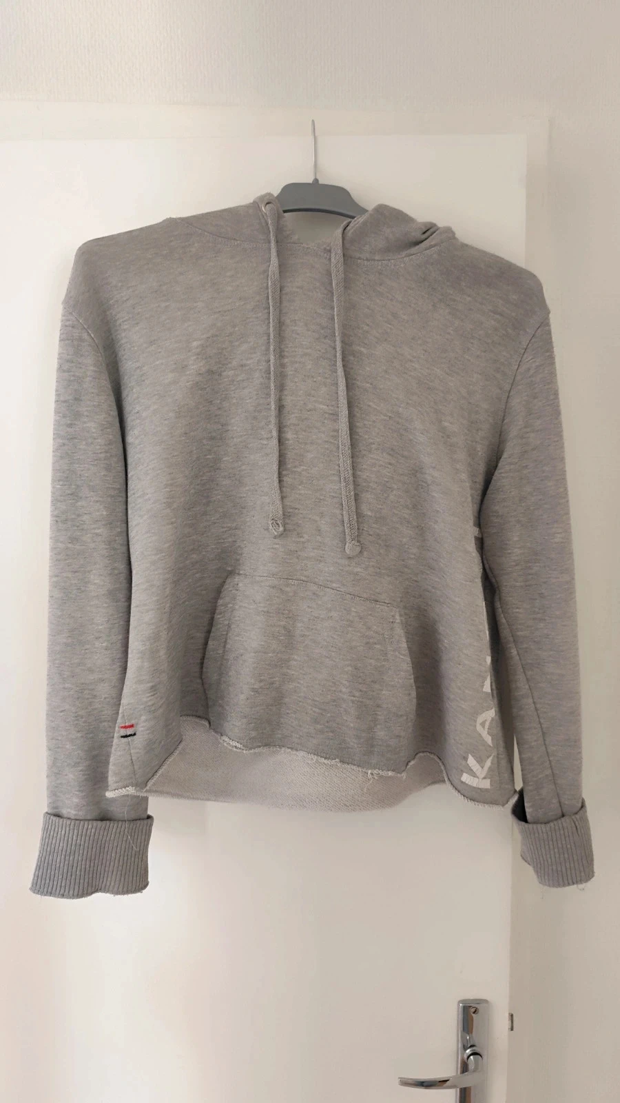 Sweat à capuche mi long femme gris T38 - Kangol